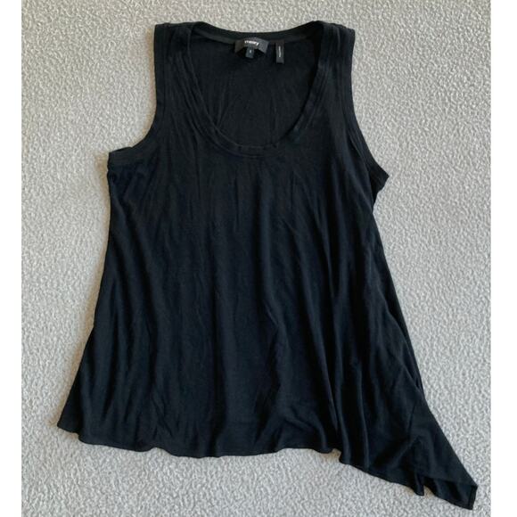 Theory Tank Top Small Asymmetric Scoop Neck Sleeveless Black Stretch Modern - Picture 1 of 15